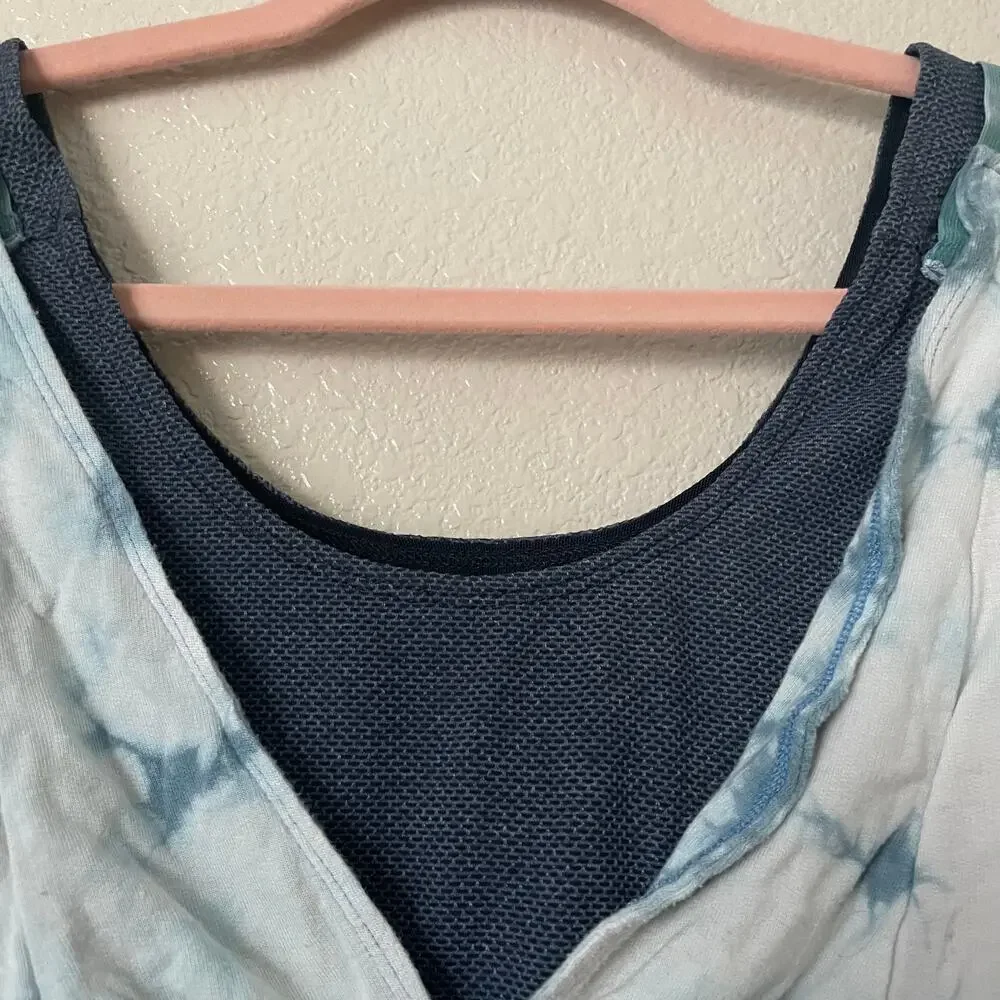Free People Movement Sports Bra Womens‎ Small Gray Blue Oasis Tank Tie Dye Gym